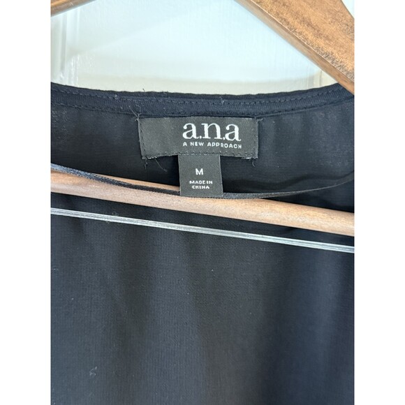 a.n.a A New Approach Women's M Black Open Front Cardigan Chiffon Hem Drape - Picture 4 of 7